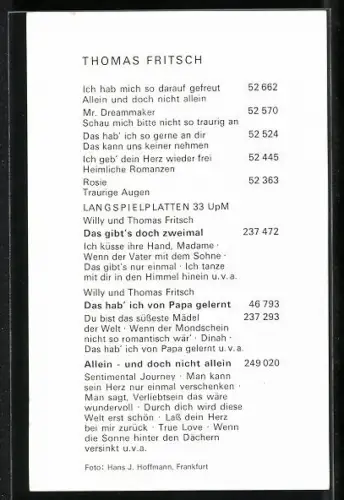 AK Musiker Thomas Fritsch auf einer Wiese, Autograph