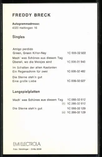 AK Musiker Freddy Breck mit rotem Tuch um den Hals, Autograph