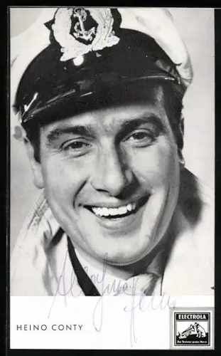 AK Musiker Heino Conty mit Kapitänsmütze, Autograph