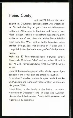 AK Musiker Heino Conty mit Kapitänsmütze, Autograph