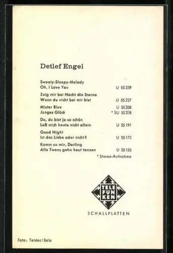 AK Musiker Detlef Engel im Hemd posierend, Autograph