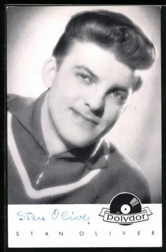 AK Musiker Stan Oliver in die Kamera blickend, Autograph