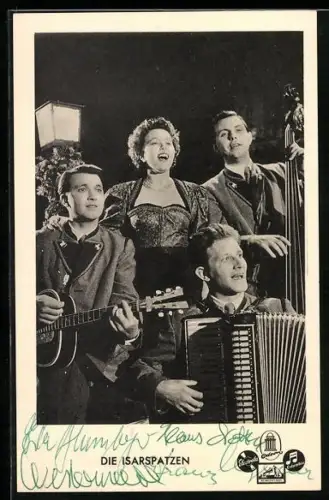 AK Musiker Die Isarspatzen mit Musikintrumenten, Autograph
