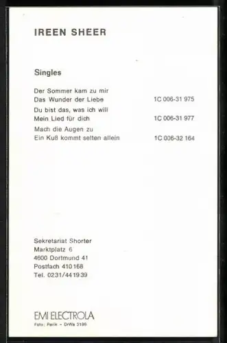 AK Musikerin Irene Sheer im Kleid, Autograph