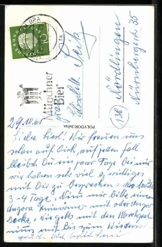 AK Musikerin Illo Schieder lächelnd zur Seite blickend, Autograph