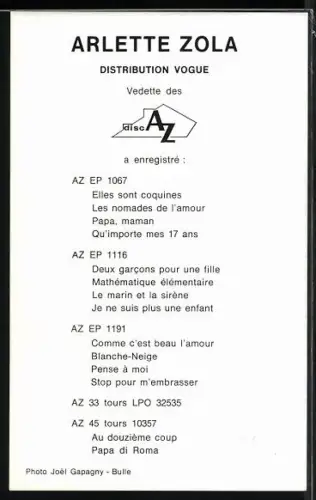 AK Musikerin Arlette Zola lächelnd im Porträt, Autograph