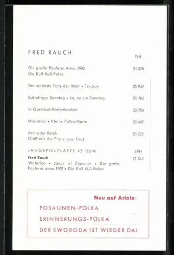 AK Musiker Fred Rauch im Porträt, Autograph