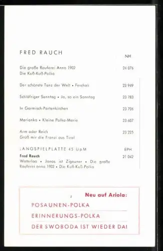 AK Musiker Fred Rauch in die Kamera blickend, Autograph