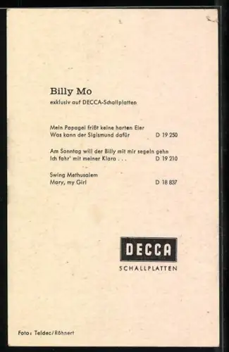 AK Musiker Billy Mo spielt seine Trompete, Autograph