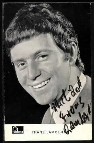 AK Musiker Franz Lambert lächelnd im Porträt, Autograph