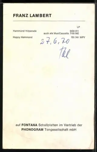 AK Musiker Franz Lambert lächelnd im Porträt, Autograph