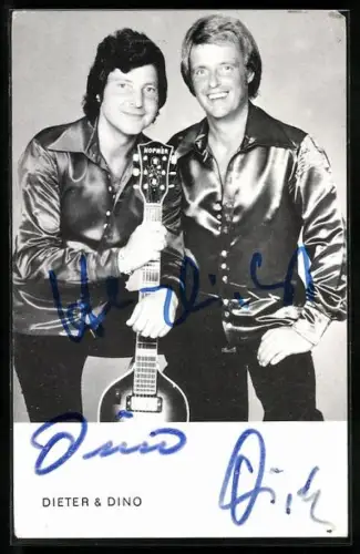 AK Musikduo Dieter & Dino mit Gitarre, Autograph