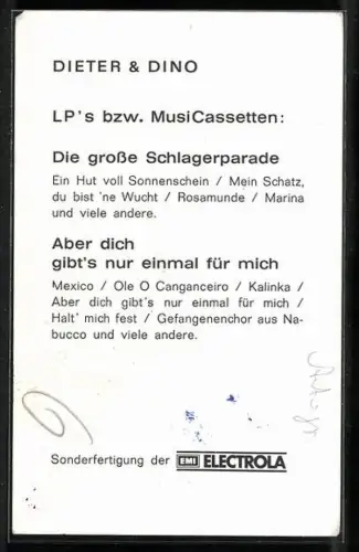 AK Musikduo Dieter & Dino mit Gitarre, Autograph