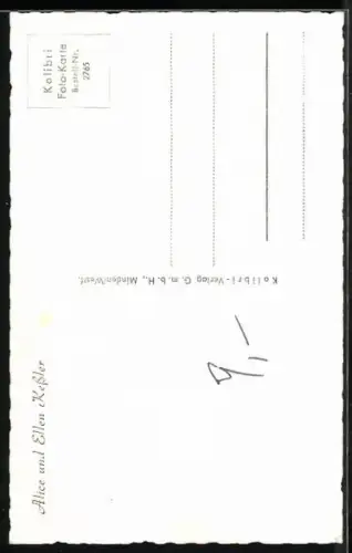 AK Musikerinnen Alice und Ellen Kessler lachen in die Kamera, Autograph