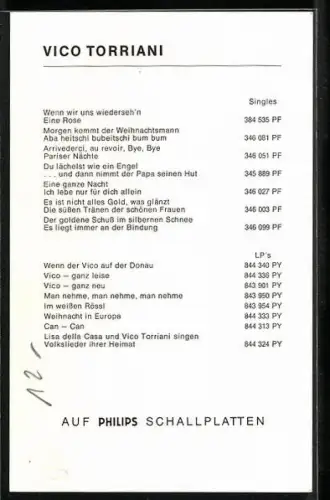 AK Musiker Vico Torriani im Porträt, Autograph