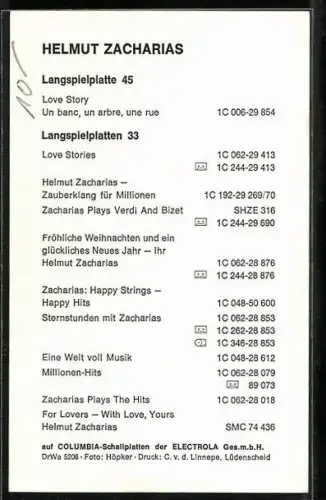 AK Musiker Helmut Zacharias mit Geige, Autograph