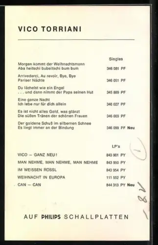 AK Musiker Vico Torriani im Anzug, Autograph