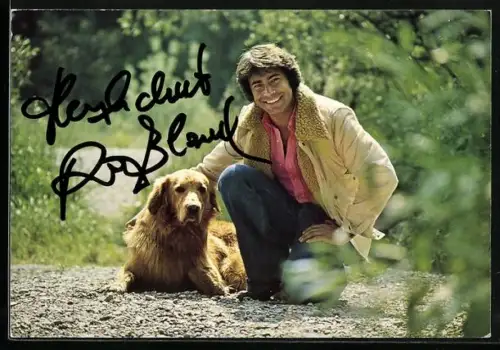 AK Musiker Roy Black mit Hund, Autograph