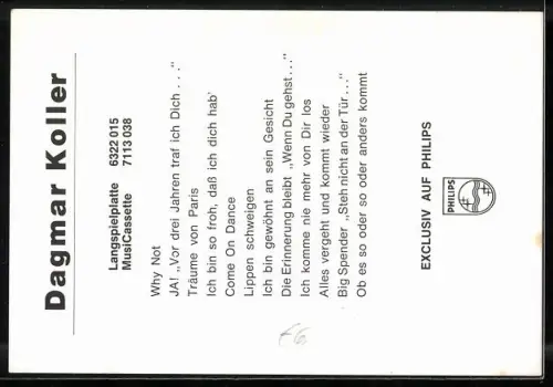 AK Musikerin Dagmar Koller mit bezauberndem Lächeln, Autograph