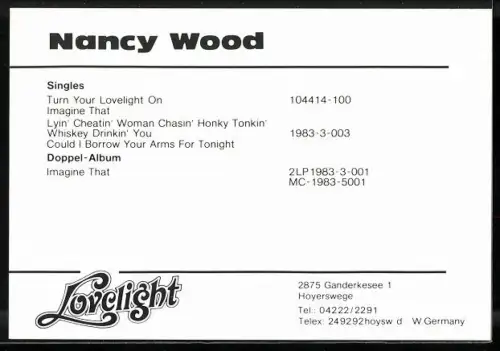 AK Musiker Nancy Wood mit einem Cowboyhut, Autograph