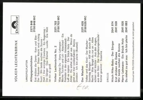 AK Musiker Volker Lechtenbrink vor floraler Tapete, Autograph