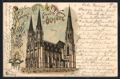 Lithographie Olmütz, Ansicht vom Dom