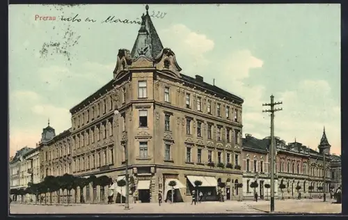 AK Prerau, Strassenpartie mit Modewarenhaus