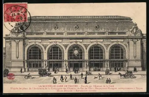 AK Troyes, La Nouvelle Gare de Troyes, Facade sur l`Avenue de la Gare
