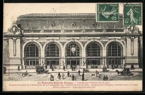 AK Troyes, La Nouvelle Gare de Troyes, facade sur l`Avenue de la Gare