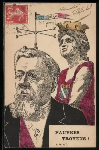 Lithographie Frankreich, Mr. Fallières, Président de la République Francaise