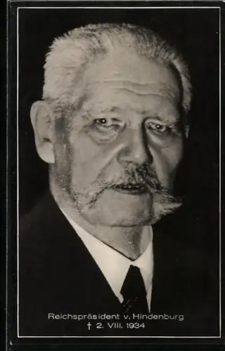 AK Reichspräsident Paul von Hindenburg, Gest. 1934