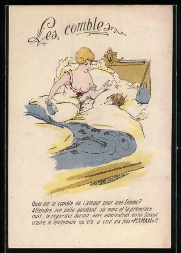 AK Halbnackte Frau mit Wecker und Mann im Bett, Erotik