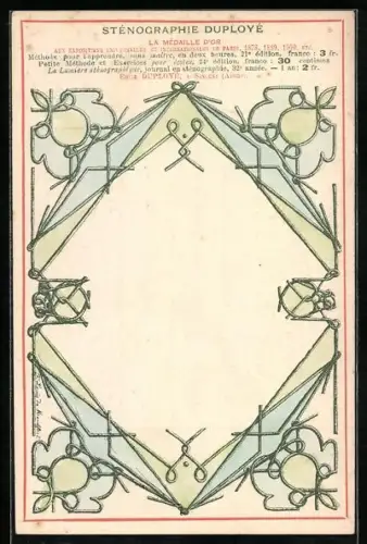 Künstler-AK Sinceny /Aisne, Sténographie Duployé, Ornament