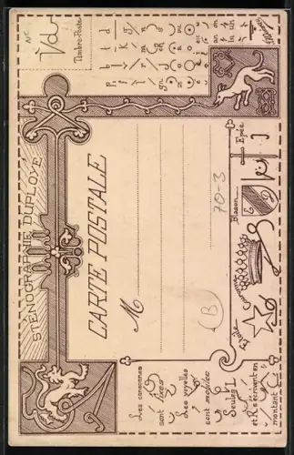 Künstler-AK Sténographie Duployé, La Médaille d`Or, Sire Jehan de Gare la Casse