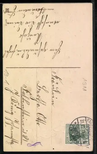 Präge-AK Junge im Matrosenanzug im Geldregen, Neujahrsgruss