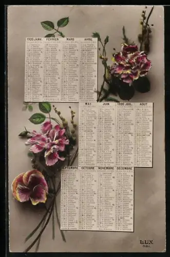 AK Nelken mit einem Kalender