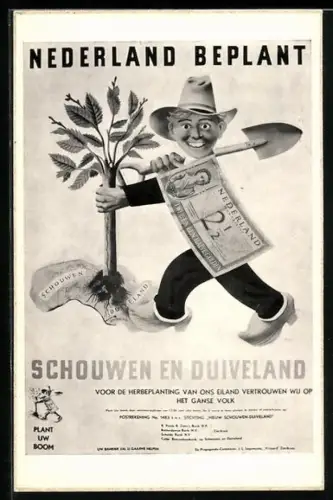 AK Nederland Beplant, Gärtner pflanzt einen Baum auf Schouwen-Douveland