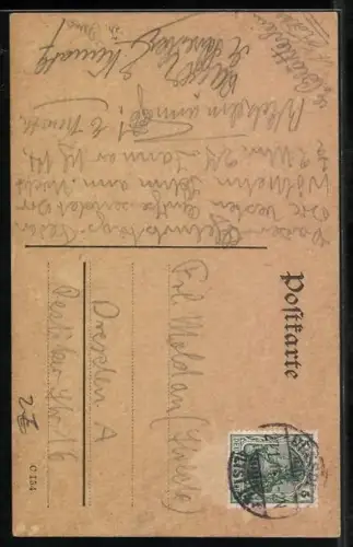 AK Student mit Bierkrug in einer Tonne und Katze auf der Hand, studentische Szene