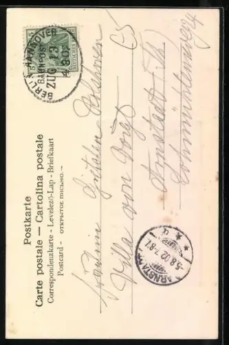 Foto-Collage-AK Lächelnde junge Frau