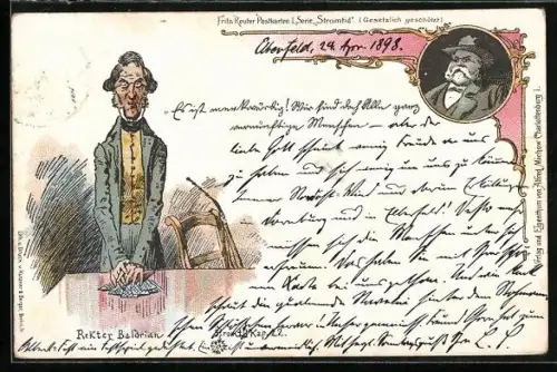 Lithographie Fritz Reuther Postkarten I. Serie Stromtid, Rekter Baldrian