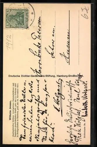 AK Wilhelm Jensen in einem Stuhl sitzend