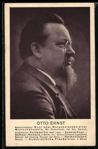 AK Otto Ernst mit Kneifer und Bart