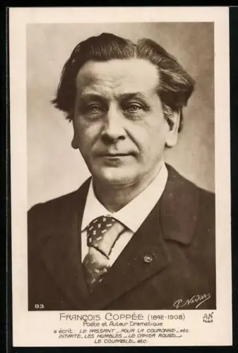AK Francois Coppee, Poete, Portrait im Anzug mit gemusterter Krawatte