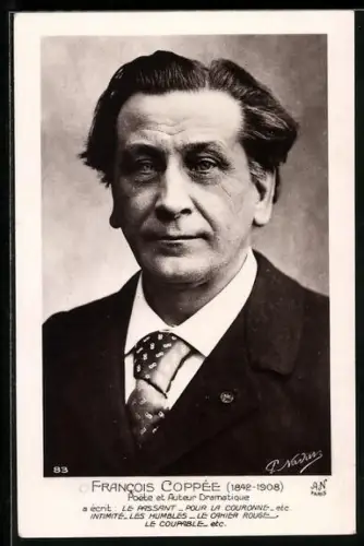 AK Francois Coppee, Poete, Portrait im Anzug mit gemusterter Krawatte