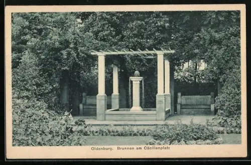 AK Oldenburg / Gr., Brunnen am Cäcilienplatz