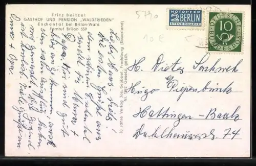 AK Eschental / Brilon, Gasthof und Pension Waldfrieden