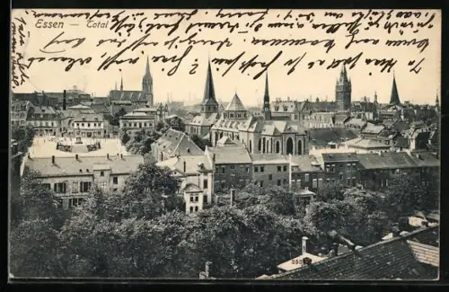 AK Essen / Ruhr, Totalansicht der Innenstadt mit Kirchen