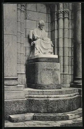 AK Hamburg, Heinrich Heine-Denkmal im Barkhof, Spitaler Strasse