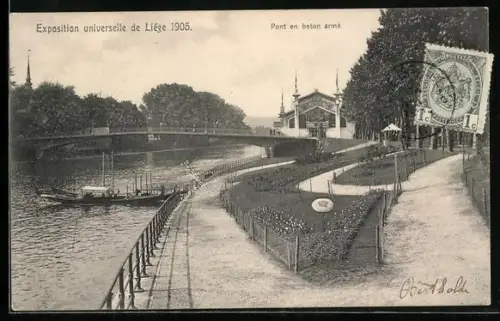 AK Liége, Exposition 1905, Port en beton armé, Ausstellung
