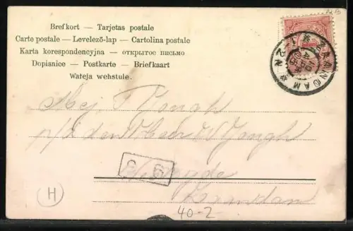 AK Ehemann mit junger Dame auf dem Rücken bei der Heimkehr zur Ehefrau